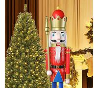 ECOM-CDL Schiaccianoci di legno soldato ornamento Xmas/evento decorazione esterna coperta Rosso re K08