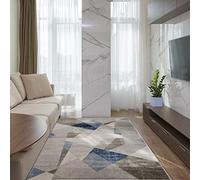 ECOMMERC3 Babek - Tappeto Salon Capelli Corti Blu 133 x 195 con Tocco di Velluto, Tappeto Cotone e Poliestere Morbido ad Alta Densità di Facile Pulizia