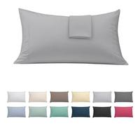 ECOMMERC3 | Confezione da 2 federe per cuscino 45 x 100 extra morbide e confortevoli. Federa per cuscino, colore: grigio argento, realizzata al 100% in Spagna, traspirante, facile da lavare