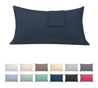 ECOMMERC3 | Confezione da 2 federe per cuscino 45 x 100 extra morbide e confortevoli. Federa per cuscino color marino, realizzata al 100% in Spagna, traspirante, facile da lavare