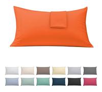 ECOMMERC3 | Confezione da 2 federe per cuscino 45 x 80 cm extra morbide e confortevoli. Federa per cuscino arancione realizzata al 100% in Spagna, traspirante, facile da lavare