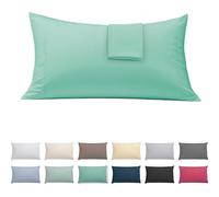 ECOMMERC3 | Confezione da 2 federe per cuscino 45 x 80 cm extra morbide e confortevoli. Federa per cuscino color acqua, realizzata al 100% in Spagna, traspirante, facile da lavare