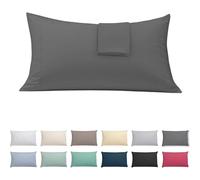 ECOMMERC3 | Confezione da 2 federe per cuscino 45 x 85 extra morbide e confortevoli. Federa per cuscino color antracite, realizzata al 100% in Spagna, traspirante, facile da lavare