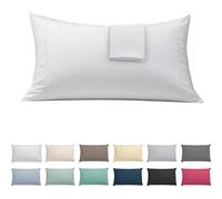ECOMMERC3 | Confezione da 2 federe per cuscino 50 x 75 cm, extra morbide e confortevoli, con federa per cuscino, colore bianco, realizzata al 100% in Spagna, traspirante, facile da lavare