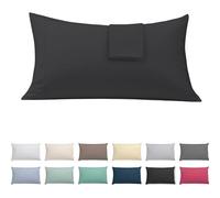 ECOMMERC3 | Confezione da 2 federe per cuscino 50 x 75 cm extra morbide e confortevoli. Federa per cuscino, colore: nero, realizzata al 100% in Spagna, traspirante, facile da lavare