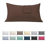 ECOMMERC3 | Confezione da 2 federe per cuscino 50 x 75 cm extra morbide e confortevoli. Federa per cuscino color marrone realizzata al 100% in Spagna, traspirante, facile da lavare