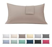 ECOMMERC3 | Confezione da 2 federe per cuscino 50 x 90 cm extra morbide e confortevoli. Federa per cuscino color terra realizzata al 100% in Spagna, traspirante, facile da lavare