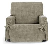 ECOMMERC3 | Copridivano 1 posto in tessuto velvet non elastico - copridivano colore visone morbido al tatto con finitura antimacchia e regolazione con fiocchi decorativi