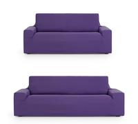 ECOMMERC3 | Copridivano 3+2 Duo universale e versatile - Copridivano colore viola facile da posizionare per schienale, seduta e bracci