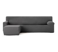 ECOMMERC3 | Copridivano Chaiselongue Braccio corto sinistro super elastico bielastico - Copridivano Chaiselong colore grigio scuro con schiume di fissaggio e gomme di regolazione valida destra o