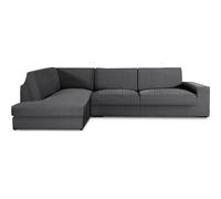ECOMMERC3 | Copridivano Chaiselongue bracciolo sinistro con schienale super elastico - Copridivano con chaise longue, grigio scuro, protettivo traspirante, con schiuma e gomma, valida destra o