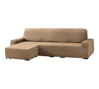 ECOMMERC3 | Copridivano con chaise longue, bracciolo corto sinistro, elastico, in jacquard, colore: tortora, universale, con schiuma di fissaggio e gomme antiscivolo