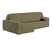 ECOMMERC3 | Copridivano con chaise longue, bracciolo lungo sinistro, elastico, in jacquard, colore: tortora, universale, con schiuma di fissaggio e gomme antiscivolo