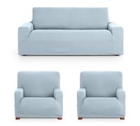 ECOMMERC3 | Copridivano Trio 3+1+1 universale e versatile - Copridivano blu celeste, facile da posizionare per schienale, seduta e bracci