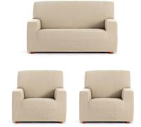 ECOMMERC3 | Copridivano Trio 3+1+1 universale e versatile - Copridivano colore ecru facile da applicare per schienale, seduta e bracci