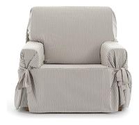 ECOMMERC3 | Copridivano universale con elastici misura 1 posto, con fodera regolabile per divano, colore ecra/lino, protezione per schienale, seduta e braccia, facile e versatile