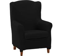 ECOMMERC3 | Copripoltrona trapuntata ultra-aderente con orecchie duplex - Copripoltrona elasticizzata con schienale alto duplex, colore Nero - 100% prodotto in Spagna