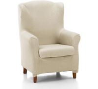 ECOMMERC3 | Copripoltrona trapuntata ultra-aderente con orecchie duplex - Copripoltrona elasticizzata con schienale alto duplex, colore Avorio - 100% prodotto in Spagna