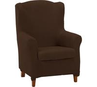 ECOMMERC3 | Copripoltrona trapuntata ultra-aderente con orecchie duplex - Copripoltrona elasticizzata con schienale alto duplex, colore Marrone - 100% prodotto in Spagna