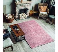 ECOMMERC3 Exclusive - Tappeto Salon Capelli Lunghi Rosa 120 x 170 cm con texture morbida e molto imbottita | Tappeto in poliestere e iuta sul retro