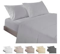 ECOMMERC3 | Set di lenzuola 3 pezzi, per letto da 105, realizzato al 100% in Spain, set di lenzuola con lenzuolo con angoli, sopra e 1 federa, colore grigio argento, lenzuolo extra morbido e leggero