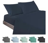 ECOMMERC3 | Set di lenzuola 3 pezzi per letto da 105 realizzato al 100% in Spain - Set di lenzuola con lenzuolo con angoli, sopra e 1 federa per cuscino, colore marino, lenzuolo extra morbido e