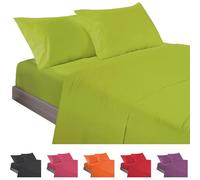ECOMMERC3 | Set di lenzuola 3 pezzi per letto da 105 realizzato al 100% in Spain - Set di lenzuola con lenzuolo con angoli, sopra e 1 federa per cuscino, colore pistacchio, lenzuolo extra morbido e