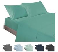 ECOMMERC3 | Set di lenzuola 3 pezzi per letto da 105 realizzato al 100% in Spain - Set di lenzuola con lenzuolo con angoli, sopra e 1 federa per cuscino, colore acqua, lenzuolo extra morbido e leggero