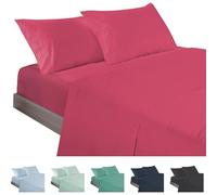 ECOMMERC3 | Set di lenzuola 3 pezzi, per letto da 135, realizzato al 100% in Spain - Set di lenzuola con lenzuolo con angoli, sopra e 1 federa per cuscino, colore ciliegio, lenzuolo extra morbido e