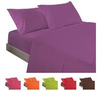 ECOMMERC3 | Set di lenzuola 3 pezzi per letto da 80, realizzato al 100% in Spain - Set di lenzuola con lenzuolo con angoli, sopra e 1 federa per cuscino, colore lilla, lenzuolo extra morbido e leggero