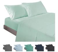 ECOMMERC3 | Set di lenzuola 3 pezzi per letto da 80, realizzato al 100% in Spain - Set di lenzuola con lenzuolo con angoli, sopra e 1 federa per cuscino, colore verde, lenzuolo extra morbido e leggero