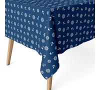 ECOMMERC3 Tovaglia antimacchia in cotone rettangolare 180x140 cm Ancora Blu | Per il tavolo di casa, stampa nitida su cotone, finitura resinata, fabbricata in Spagna