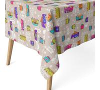 ECOMMERC3 Tovaglia antimacchia in cotone rettangolare 180x140 cm Hippie | Per il tavolo che resta apparecchiato, 55 % cotone e 45 % poliestere, non assorbe i liquidi, fatta in Spagna