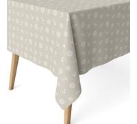 ECOMMERC3 Tovaglia antimacchia in cotone rettangolare 220x140 Ancora Beige | Per pranzi e cene con ospiti, antimacchia, non assorbe i liquidi, si lava in lavatrice a freddo