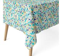 ECOMMERC3 Tovaglia antimacchia in cotone rettangolare 250x140 cm Olena Blu | Per le tavolate numerose, 55 % cotone e 45 % poliestere, protezione antimacchia su tutto il telo