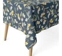 ECOMMERC3 Tovaglia antimacchia in cotone rettangolare 250x140 cm Olga Blu | Per le tavolate numerose, 55 % cotone e 45 % poliestere, protezione antimacchia su tutto il telo