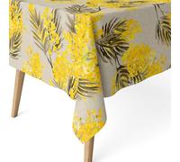 ECOMMERC3 | Tovaglia antimacchia per tavolo rettangolare dimensioni 200x140 cm | Tovaglia resinata antimacchia, ultra morbida, impermeabile, MIMOSA BEIGE