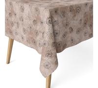 ECOMMERC3 | Tovaglia antimacchia per tavolo rettangolare dimensioni 220x140 cm | Tovaglia resinata antimacchia, ultra morbida, impermeabile, LEON MARRONE