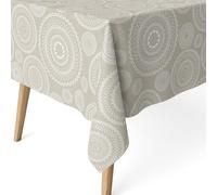 ECOMMERC3 Tovaglia antimacchia resinata cotone rotonda 140 cm Mandala Beige | Per il tavolo rotondo, antimacchia, lavaggio a freddo e asciugatura all'aria, prodotta in Spagna