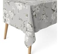 ECOMMERC3 Tovaglia antimacchia resinata rettangolare 250x140 Daniela Grigio | Per le tavolate numerose, stampa nitida su cotone, finitura resinata, fabbricata in Spagna