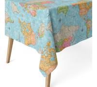 ECOMMERC3 Tovaglia antimacchia resinata rettangolare 250x140 Mappamondo Blu | Per le tavolate numerose, antimacchia, non assorbe i liquidi, si lava in lavatrice a freddo