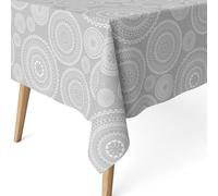 ECOMMERC3 Tovaglia antimacchia resinata rettangolare 300x140 Mandala Grigio | Per il tavolo più lungo della casa, antimacchia, lavaggio a freddo e asciugatura all'aria, prodotta in Spagna