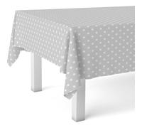 ECOMMERC3 Tovaglia cerata antimacchia rettangolare 260x140 cm Pois Grigio | Per quando si è in tanti a tavola, 90 % PVC e 10 % polipropilene, fabbricata in Spagna, acqua e sapone neutro