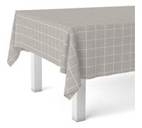 ECOMMERC3 Tovaglia cerata antimacchia rettangolare 260x140 cm Square Beige | Per invitare senza contare i posti, i liquidi restano sopra, niente lavatrice, diciotto disegni in dieci misure