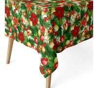 ECOMMERC3 Tovaglia natalizia antimacchia cotone rettangolare 240x140 Stella | Per le tavolate delle feste, cotone resinato antimacchia, tatto tessuto, lavabile a freddo