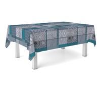 ECOMMERC3 Tovaglia plastificata antimacchia rettangolare 100x140 Pompe Blu | Per il tavolino della cucina, tela cerata impermeabile, protegge il piano, si pulisce con un panno umido