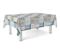 ECOMMERC3 Tovaglia plastificata antimacchia rettangolare 200x140 cm Mer | Per la settimana e per la domenica, tela cerata impermeabile, protegge il piano, si pulisce con un panno umido