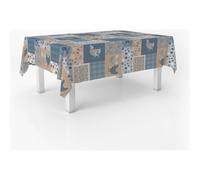 ECOMMERC3 Tovaglia plastificata antimacchia rettangolare 220x140 Patch Blu | Per chi apparecchia più volte al giorno, i liquidi restano in superficie, non va in lavatrice, 25 fantasie e 10 misure
