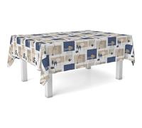 ECOMMERC3 Tovaglia plastificata antimacchia rettangolare 260x140 Ocean Blu | Per il tavolo grande da pranzo, impermeabile, non va in lavatrice, 90 % PVC e 10 % polipropilene