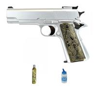 Ecommur. HFC HG 123S Argento | Pistola a gas per pallini da softair 6 mm + bottiglia di Green Gas + bombola 1000 0,20. (Potenza: 0,5 joule)